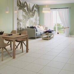 cerámica boticcino blanco 45x45 en sala amplia interior