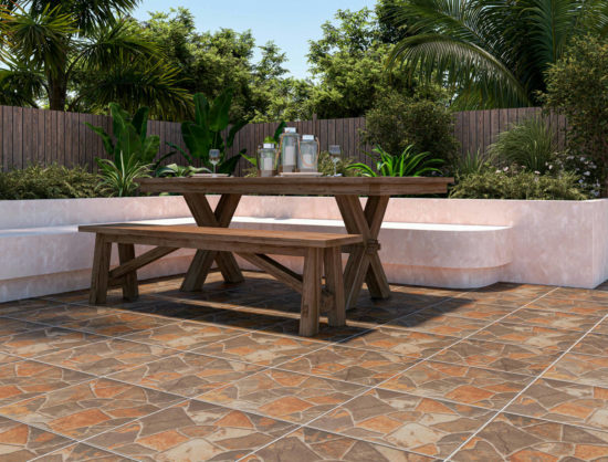 cerámica new tanger 45x45 en ambiente exterior